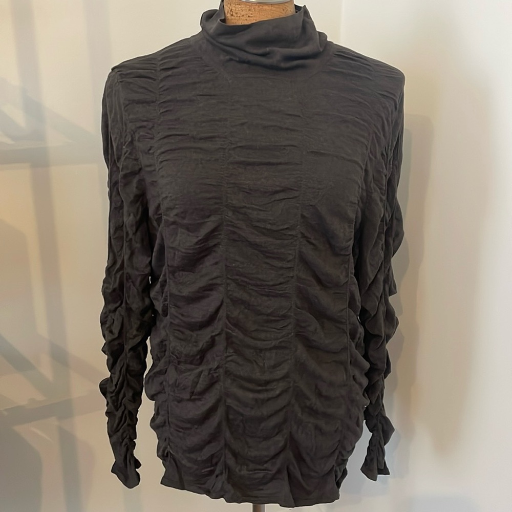 Nic+Zoe Ruched Gathered Shirred Turtleneck Sweater